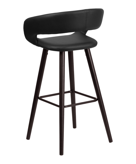 Brynn Contemporary Vinyl Stool w/ Cappuccino Wood Frame