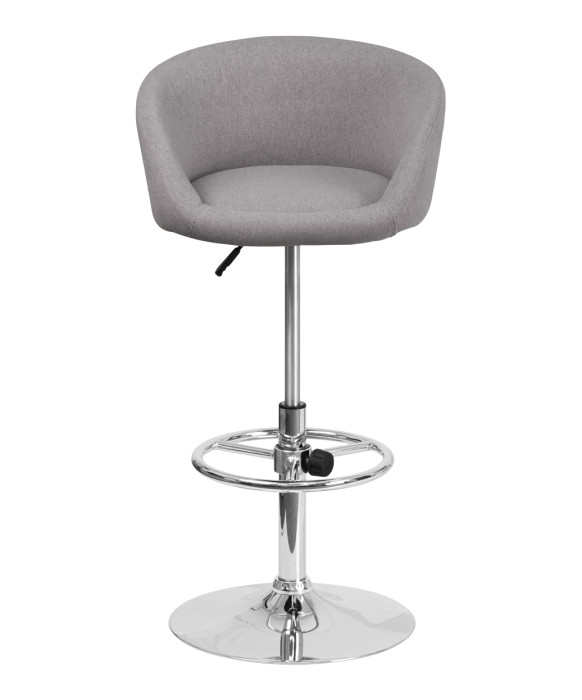 Contemporary Curved Vinyl Adjustable Stool With Chrome Base