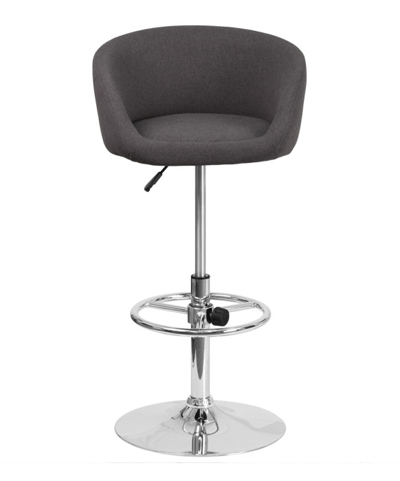 Contemporary Curved Vinyl Adjustable Stool With Chrome Base