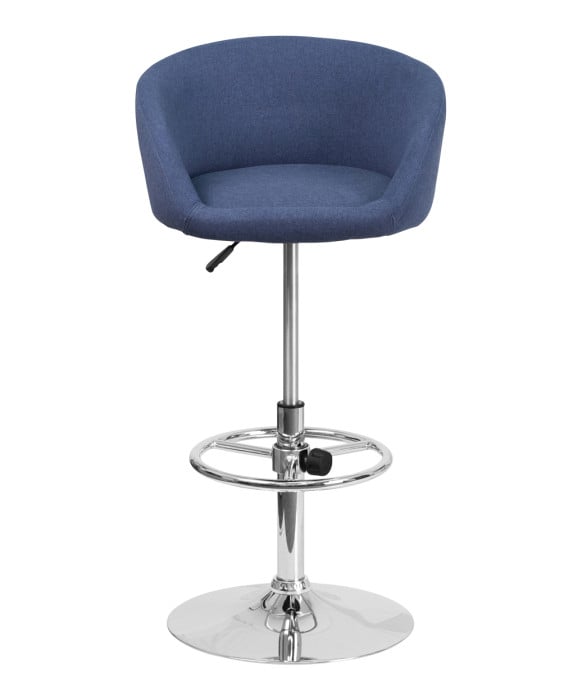 Contemporary Curved Vinyl Adjustable Stool With Chrome Base