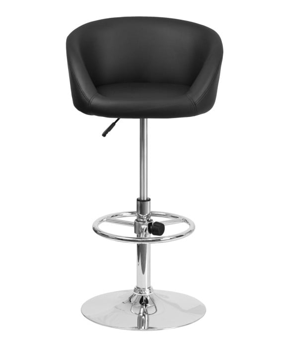 Contemporary Curved Vinyl Adjustable Stool With Chrome Base