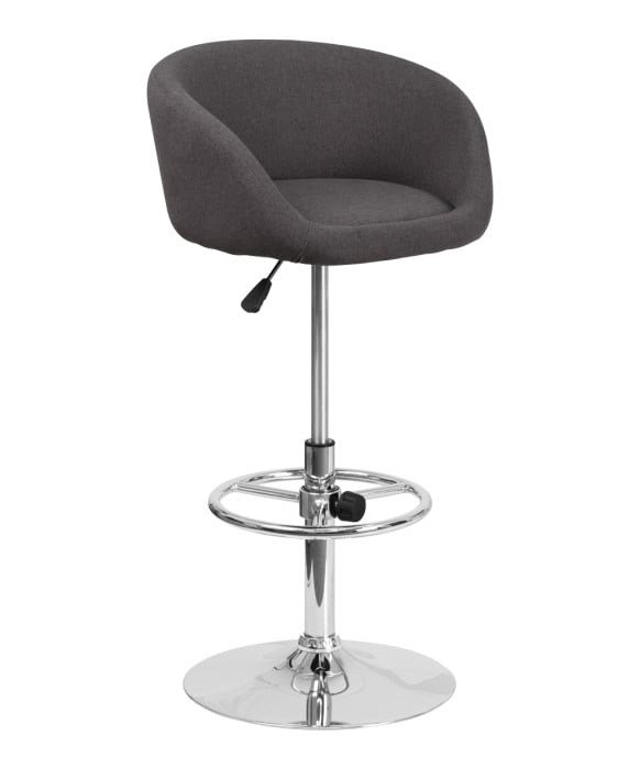 Contemporary Curved Vinyl Adjustable Stool With Chrome Base