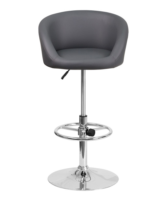 Contemporary Curved Vinyl Adjustable Stool With Chrome Base