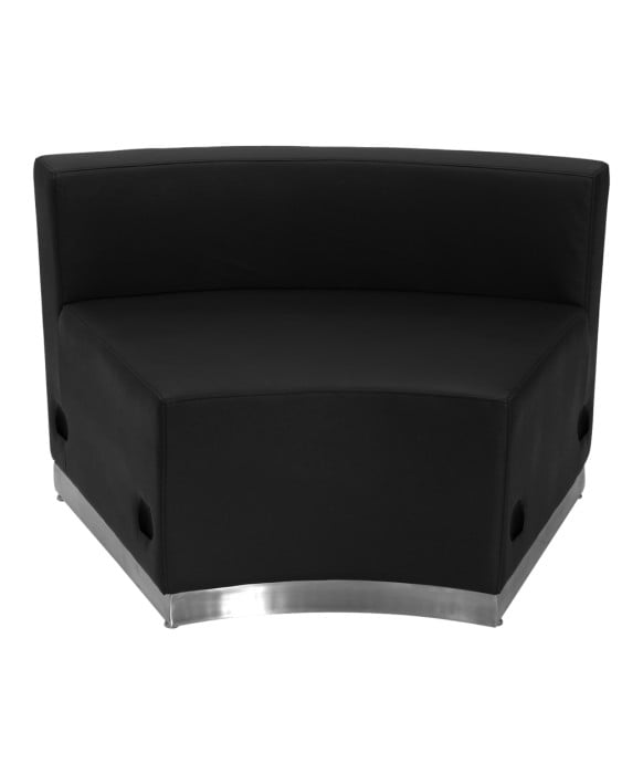 Black Leather Concave Chair With Brushed Stainless Steel Base