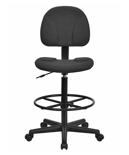 Black Patterned Fabric Ergonomic Stool