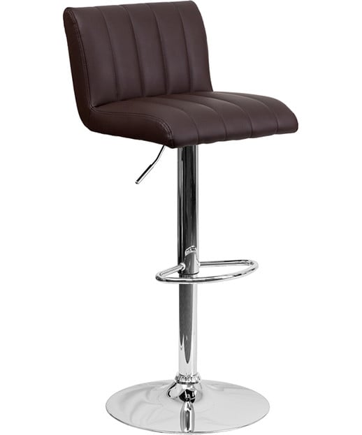 Contemporary Black Vinyl Stool w/ Lines