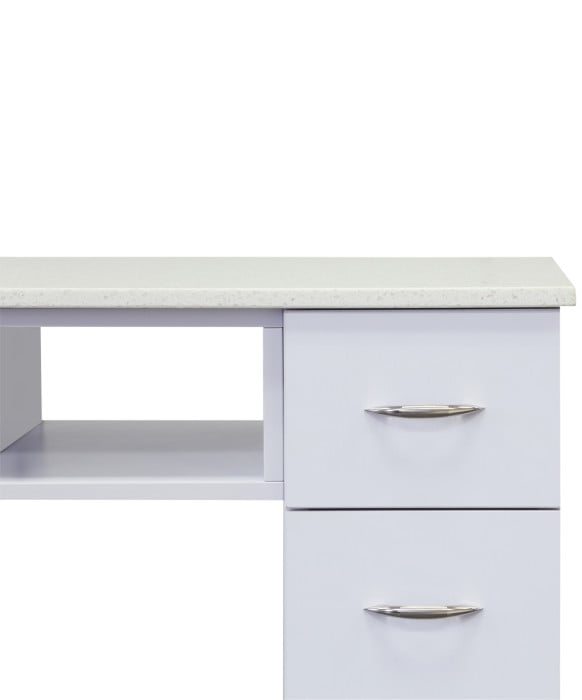 J&A White Granite Top Manicure Table