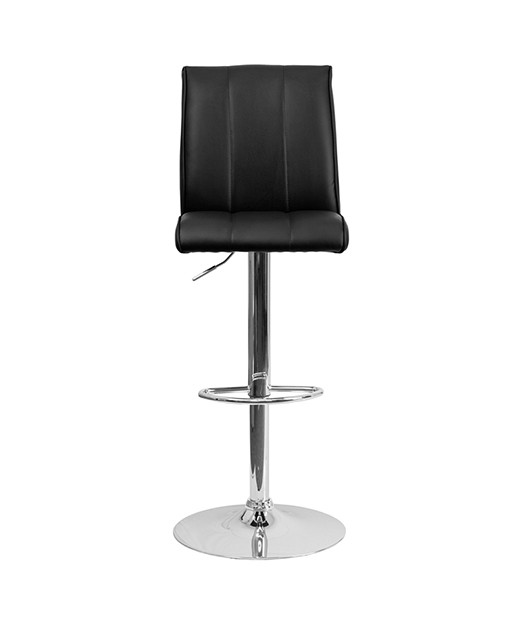 Contemporary Sleek Vinyl Adjustable Stool with Chrome Base