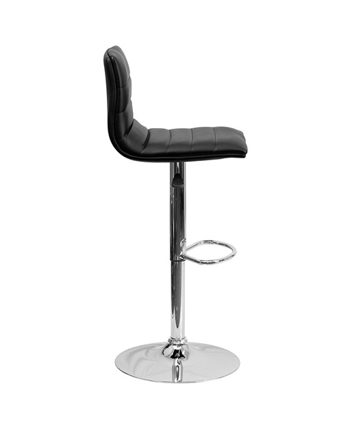 Contemporary Horizontal Vinyl Adjustable Stool with Chrome Base