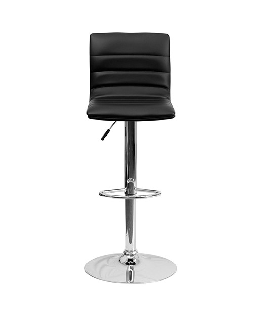 Contemporary Horizontal Vinyl Adjustable Stool with Chrome Base