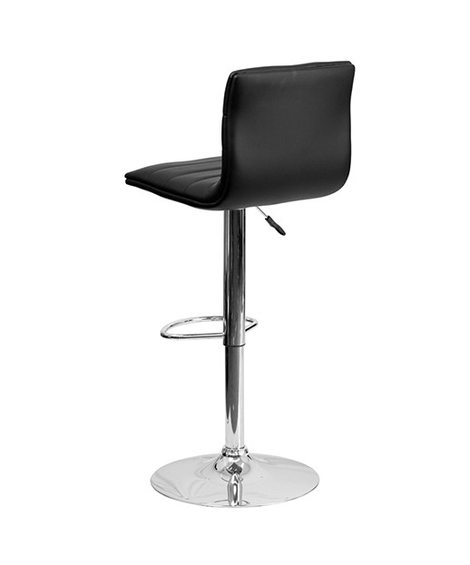 Contemporary Horizontal Vinyl Adjustable Stool with Chrome Base