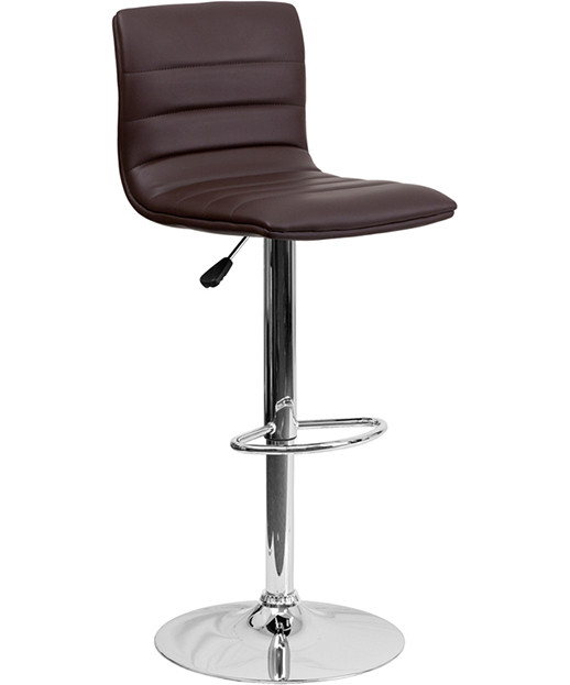 Contemporary Horizontal Vinyl Adjustable Stool with Chrome Base