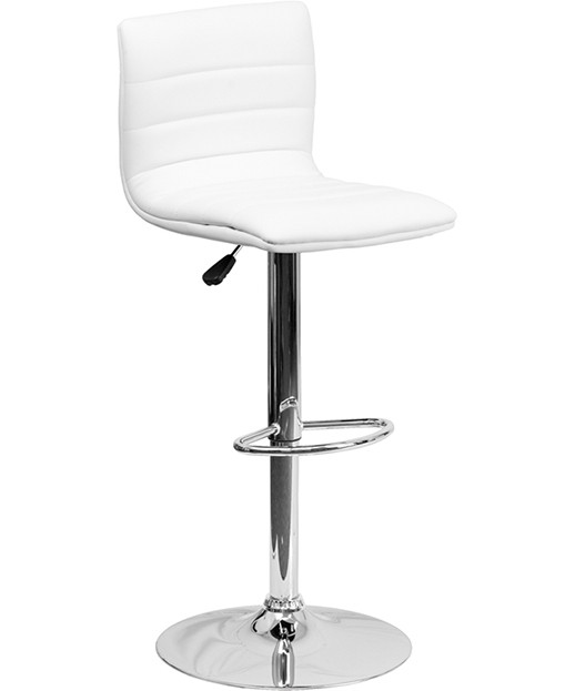 Contemporary Horizontal Vinyl Adjustable Stool with Chrome Base