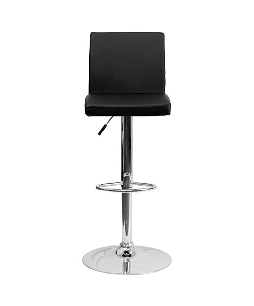 Contemporary Smooth Vinyl Adjustable Stool with Chrome Base