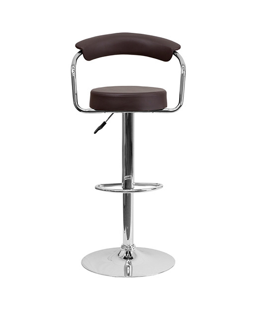 Contemporary Adjustable Height Stool with Arms & Chrome Base