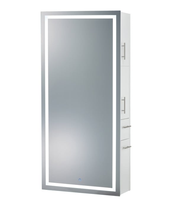 Pibbs 9110 Lumina LED Salon Mirror & Storage Server