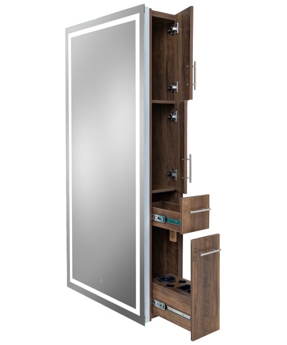 Pibbs 9110 Lumina LED Salon Mirror & Storage Server