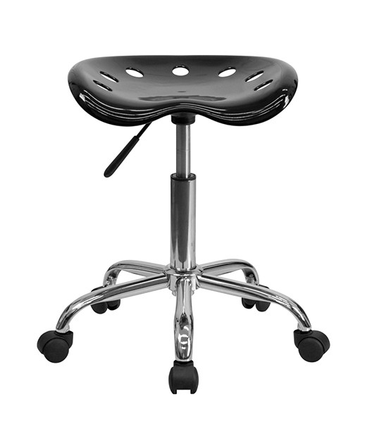 Vibrant Black Tractor Seat and Chrome Stool