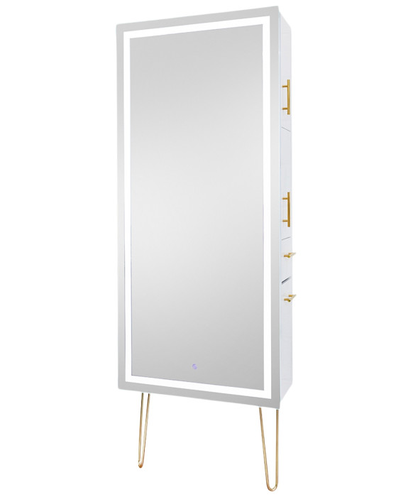 Pibbs 9110 Lumina LED Salon Mirror & Storage Server w/ Legs