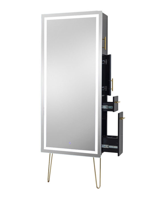 Pibbs 9110 Lumina LED Salon Mirror & Storage Server w/ Legs