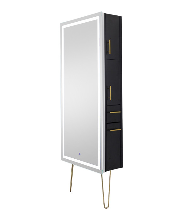 Pibbs 9110 Lumina LED Salon Mirror & Storage Server w/ Legs