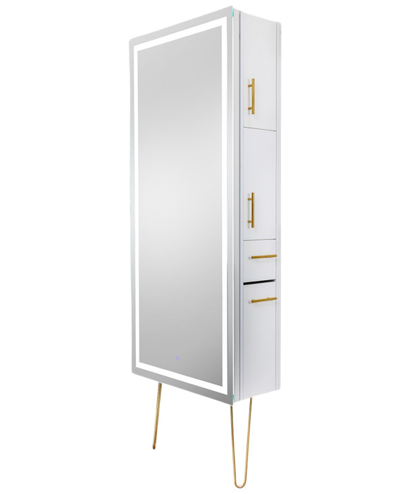 Pibbs 9110 Lumina LED Salon Mirror & Storage Server w/ Legs