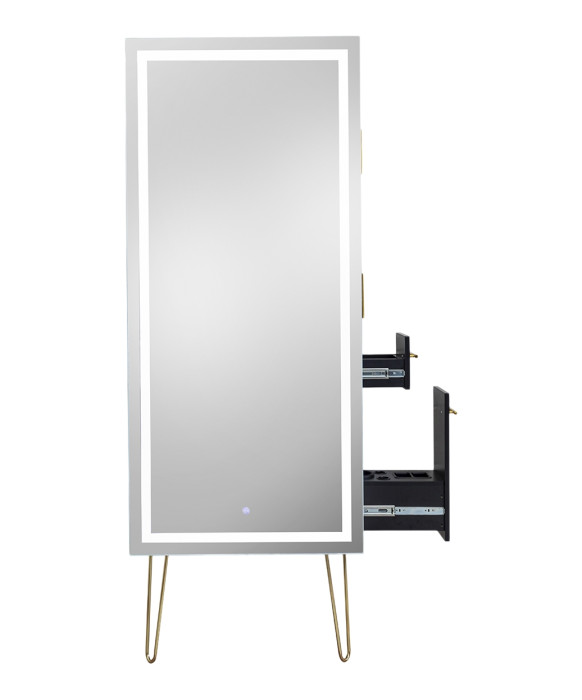 Pibbs 9110 Lumina LED Salon Mirror & Storage Server w/ Legs