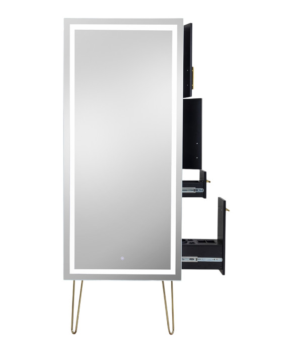 Pibbs 9110 Lumina LED Salon Mirror & Storage Server w/ Legs