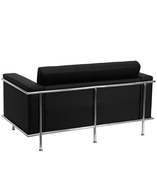 Contemporary Leather Love Seat with Encasing Frame