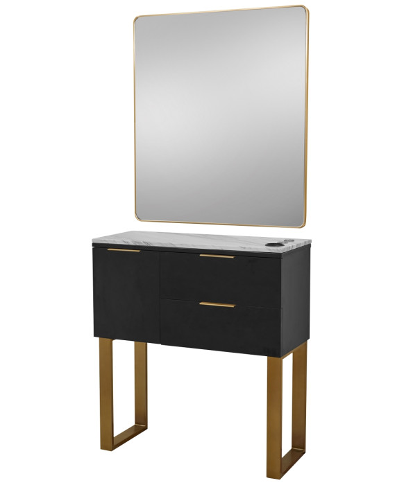 Pibbs 6002 Capri Styling Station w/ Legs & Standard Mirror