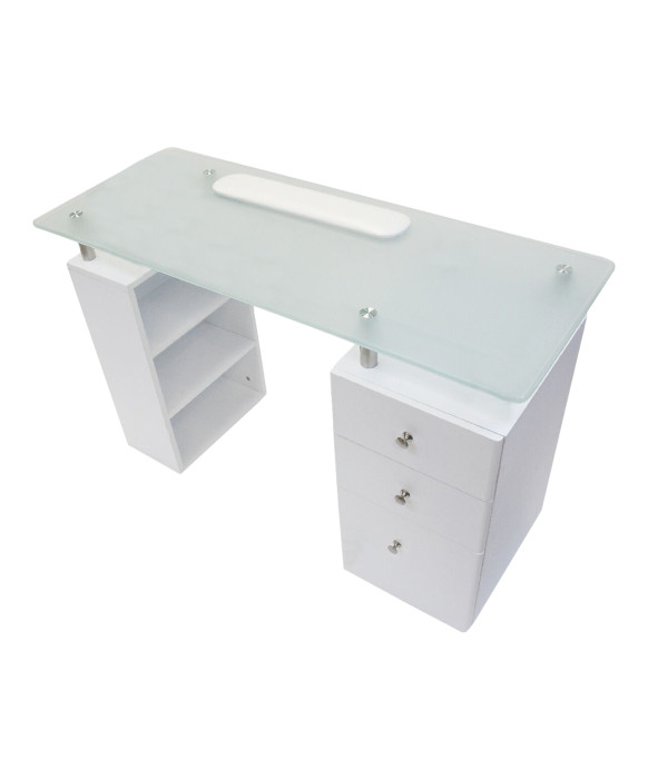 J&A Glass Top Manicure Table