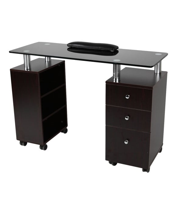 J&A Glass Top Manicure Table