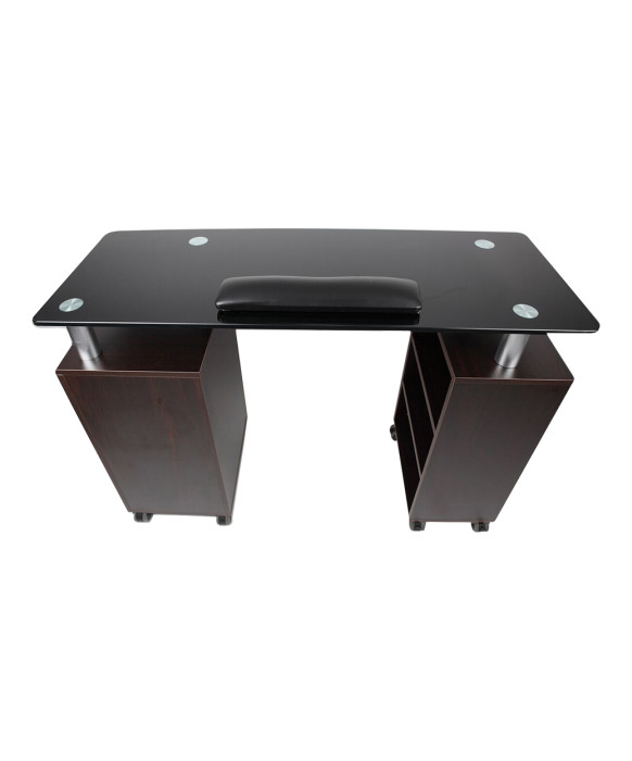 J&A Glass Top Manicure Table