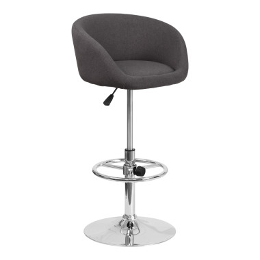 Contemporary Curved Vinyl Adjustable Stool With Chrome Base image