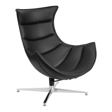 Black Leather Swivel Cocoon Chair image