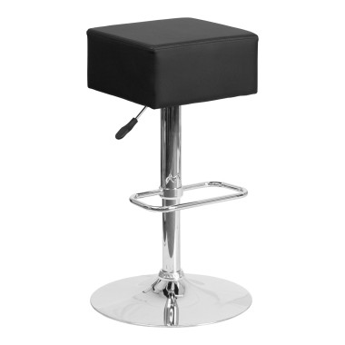 Contemporary Cube Vinyl Adjustable Height Barstool With Chrome Base image