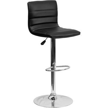 Contemporary Horizontal Vinyl Adjustable Stool with Chrome Base image