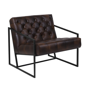 Keane Tufted Leather Chair w/ Metal Frame image