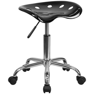 Vibrant Black Tractor Seat and Chrome Stool image