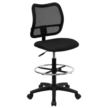 Mid-Back Mesh Stool with Black Fabric Seat image