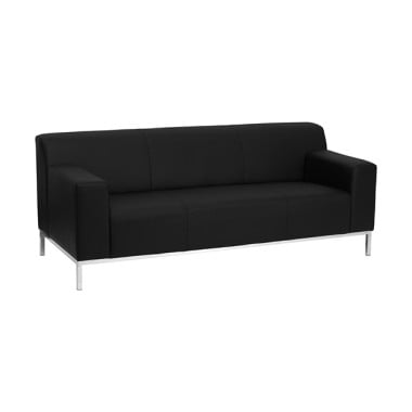 Contemporary Black Leather Sofa with Stainless Steel Frame image