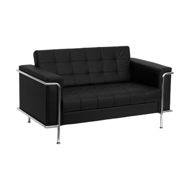 Contemporary Leather Love Seat with Encasing Frame image