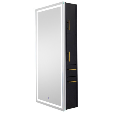 Pibbs 9110 Lumina Gold Handle LED Salon Mirror & Storage Server image