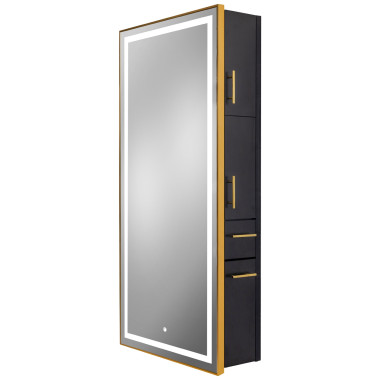 Pibbs 9220 Lumina Gold Frame LED Salon Mirror & Storage Server image