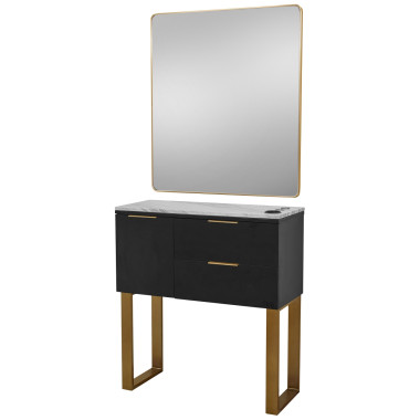 Pibbs 6002 Capri Styling Station w/ Legs & Standard Mirror image