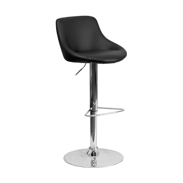 Contemporary Vinyl Bucket Seat Adjustable Stool with Chrome Base