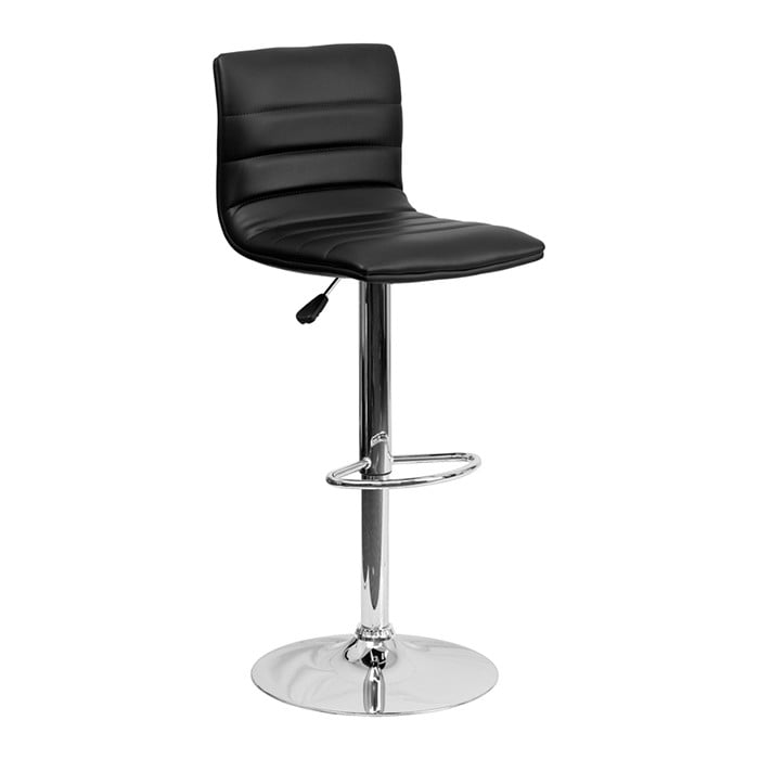 Contemporary Horizontal Vinyl Adjustable Stool with Chrome Base