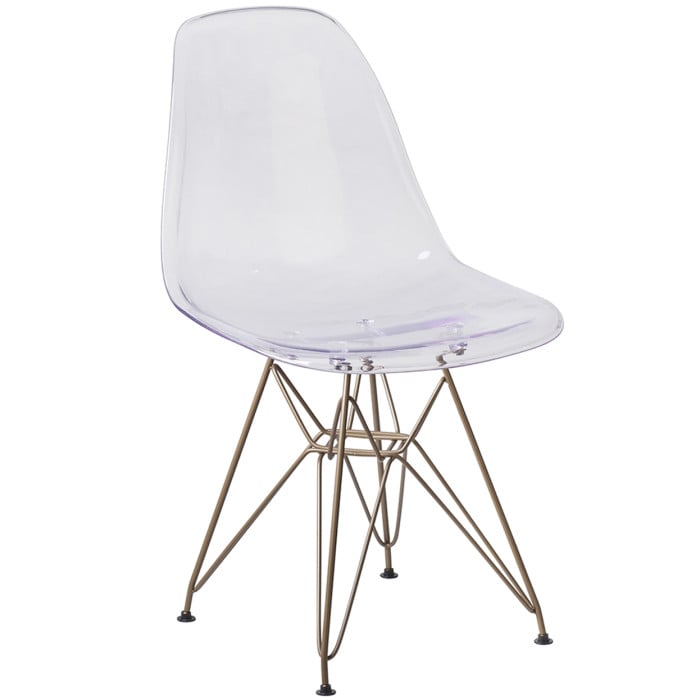 Ghost Reception Chair w/ Gold Metal Base