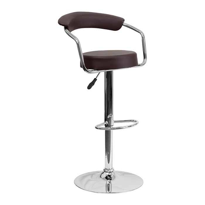 Contemporary Adjustable Height Stool with Arms & Chrome Base