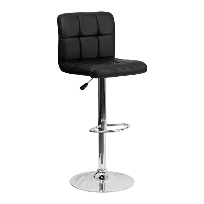 Contemporary Quilted Vinyl Adjustable Stool with Chrome Base